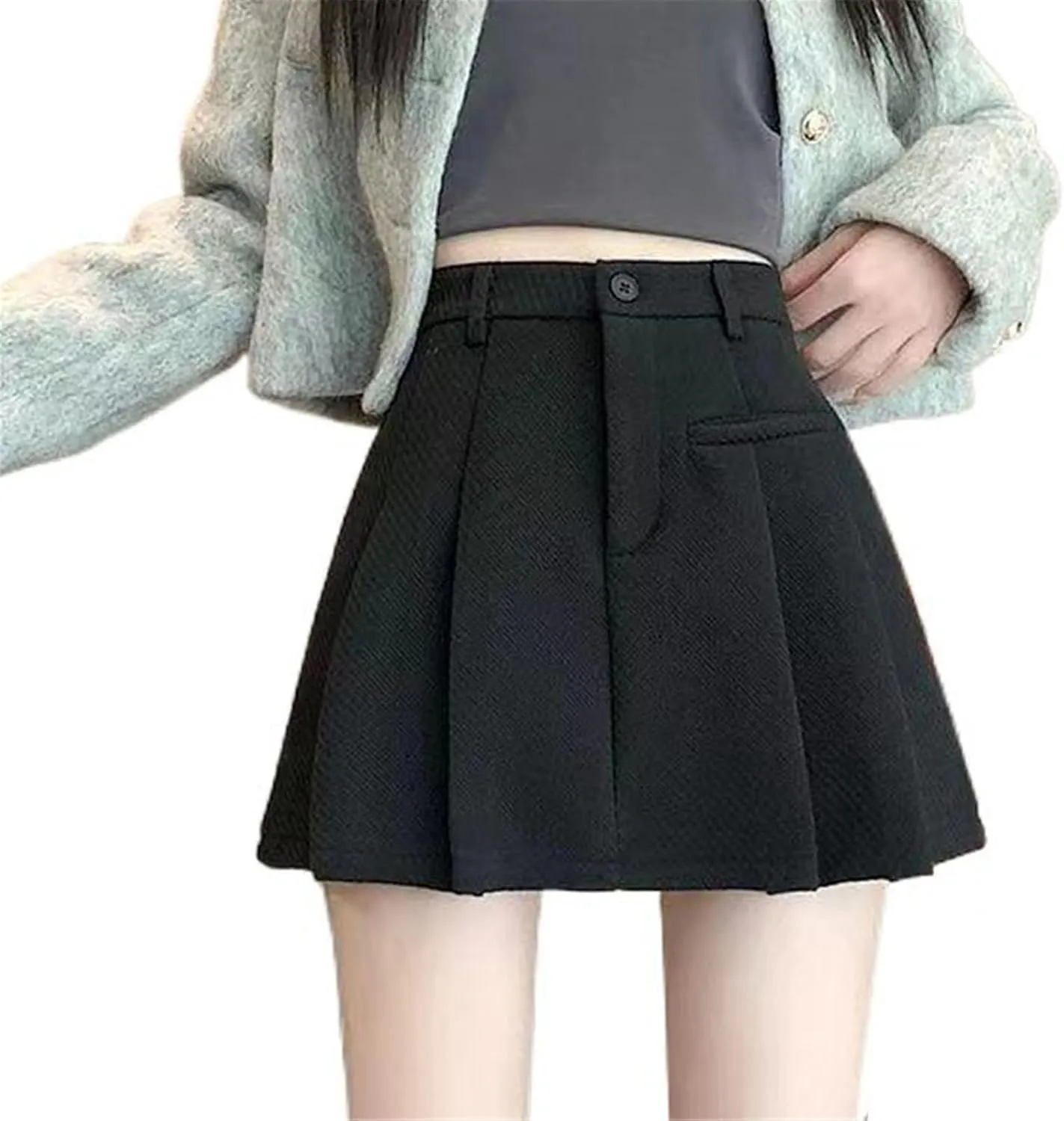 Belted Knit Pencil Skirt for Women, Autumn Winter Office Chic