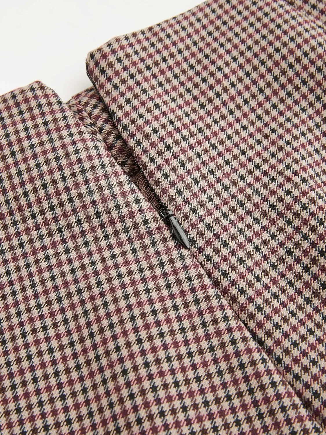 CIDER Mini Skirt Houndstooth Print High Waist Bodycon Skirt Elegant Skirt Houndstooth High Waist Split Mini Skirt