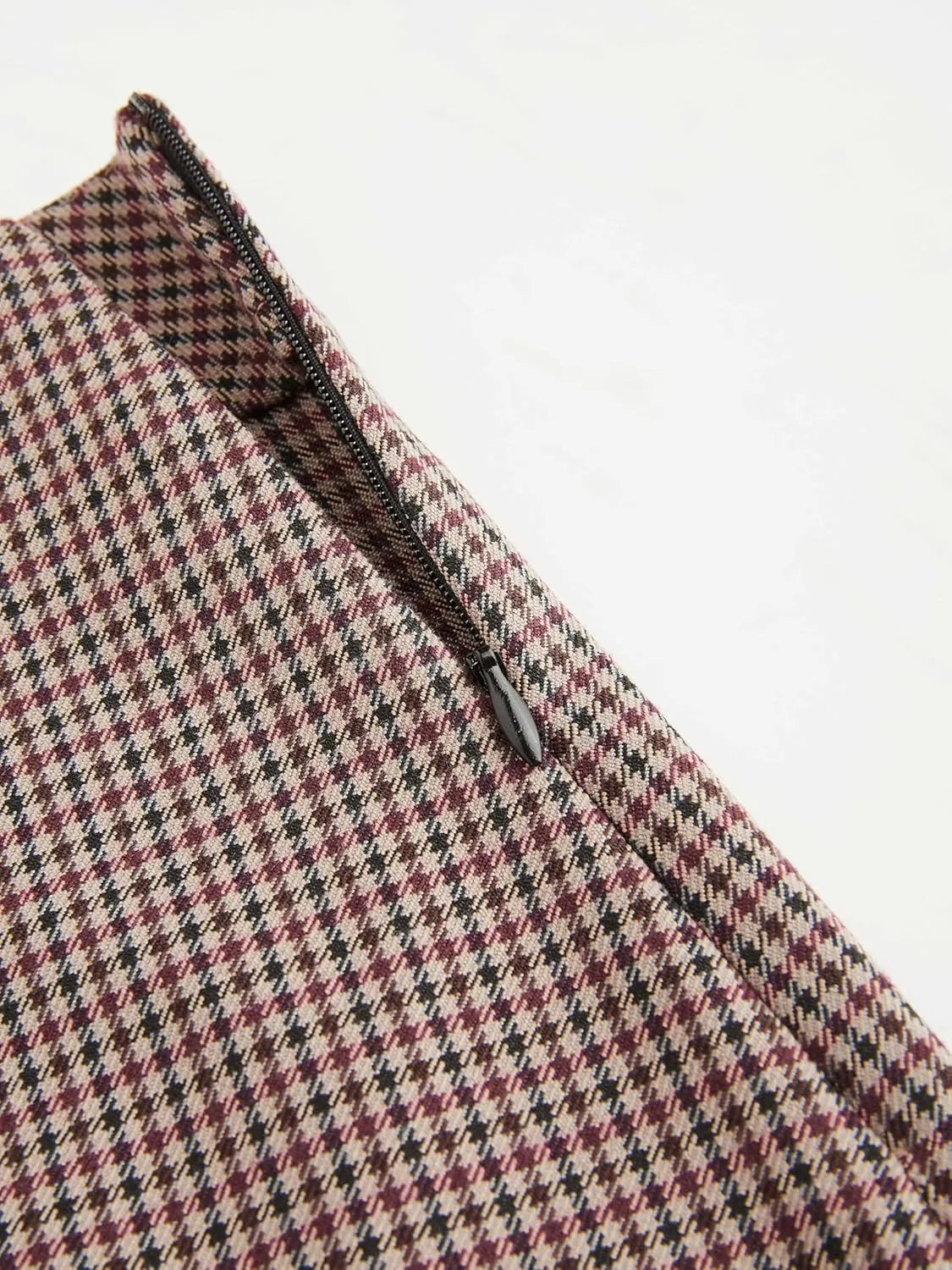 CIDER Mini Skirt Houndstooth Print High Waist Bodycon Skirt Elegant Skirt Houndstooth High Waist Split Mini Skirt