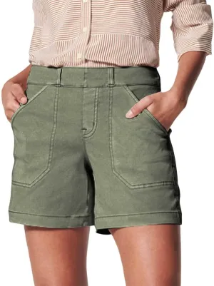 Comfy Stretch Twill Shorts for Women Casual Summer Chino Short Pant Elastic Waist Pull on Denim Jean Shorts Plus Size