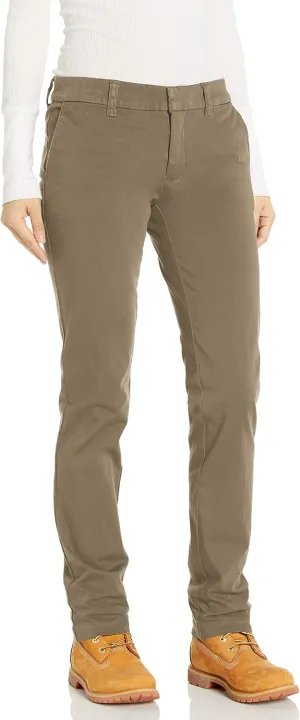 Dickies Women's Perfect Shape Straight Twill Pant, Rinsed Oxford Stone v1, 16
