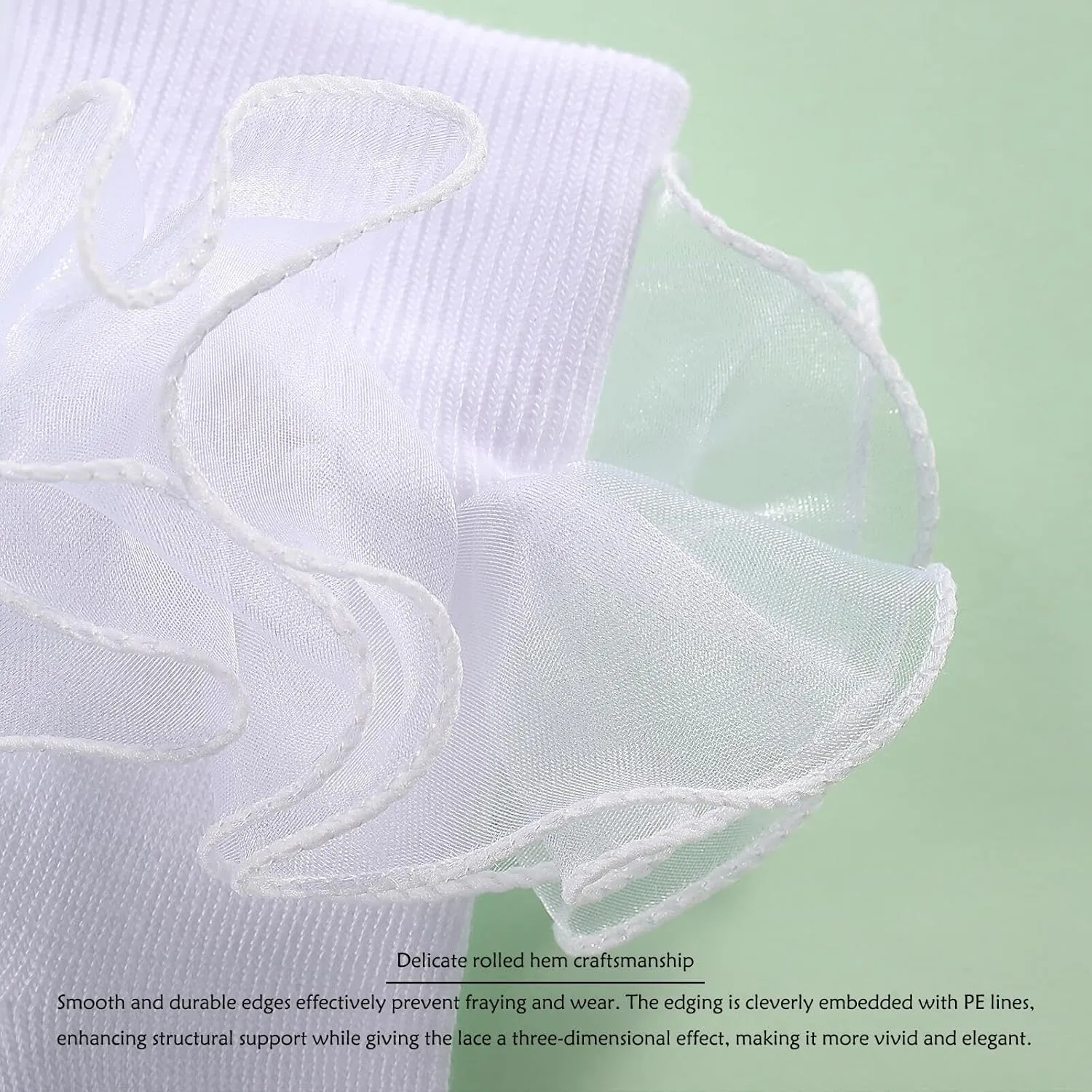 Dicry Girls Double Lace Socks Turn Cuff Big Ruffle for Infant Toddler and Kids
