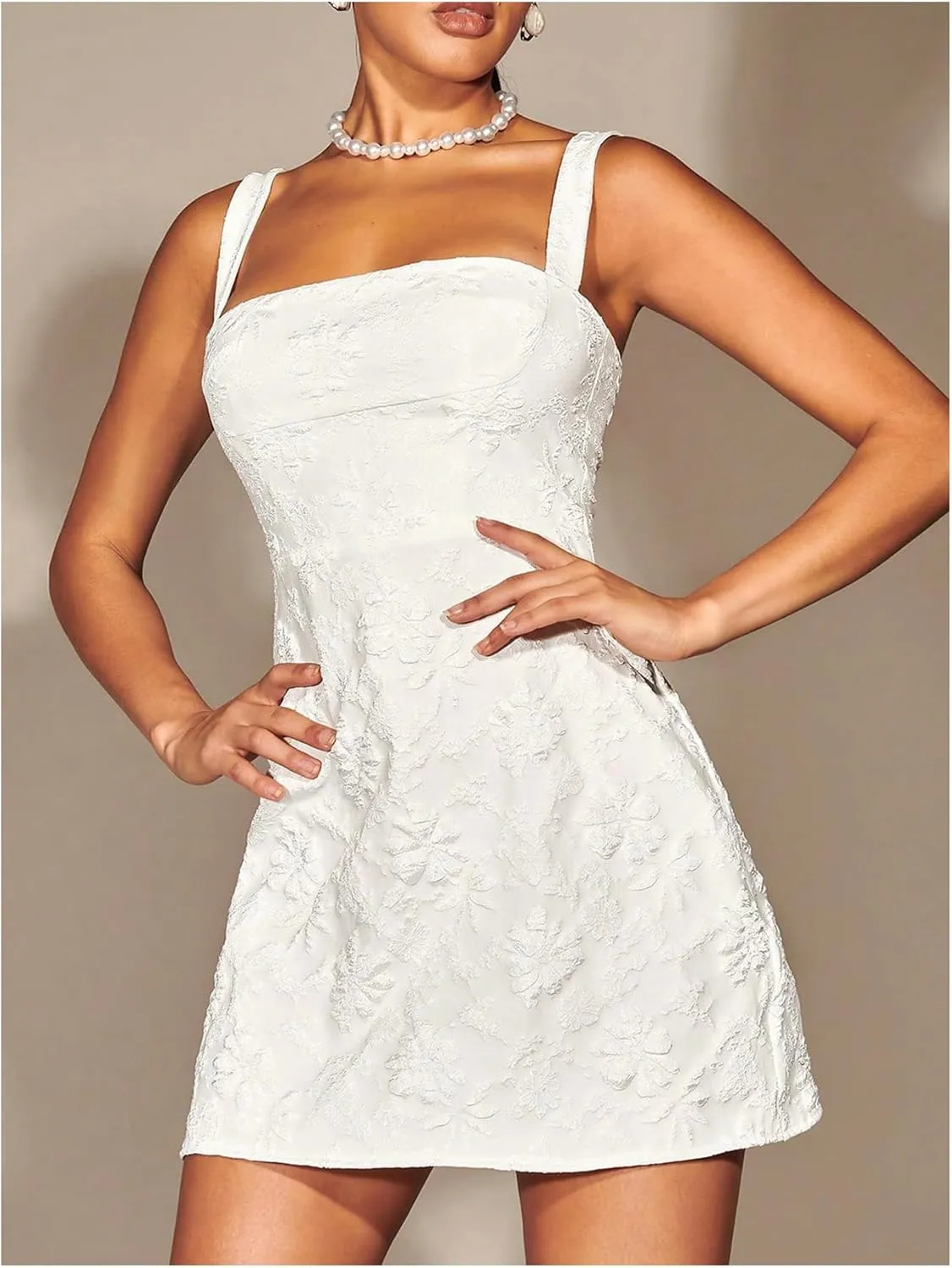 Floerns Women's Floral Lace Up Backless Party Sleeveless Cami Mini Dress