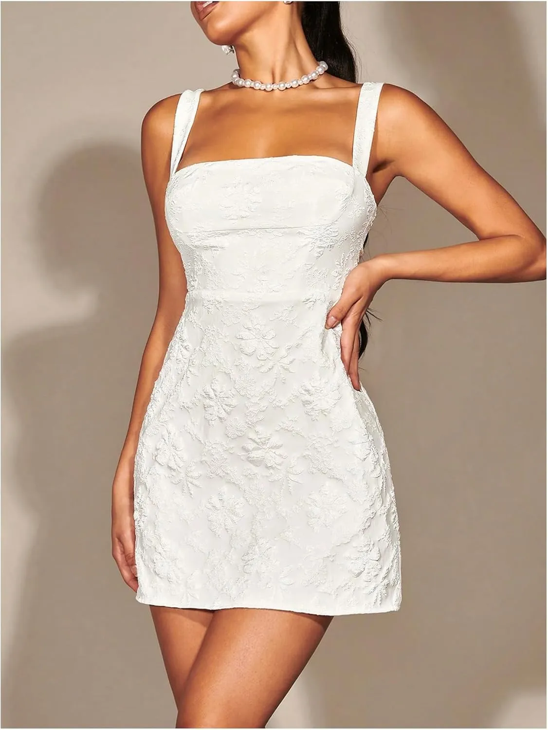 Floerns Women's Floral Lace Up Backless Party Sleeveless Cami Mini Dress