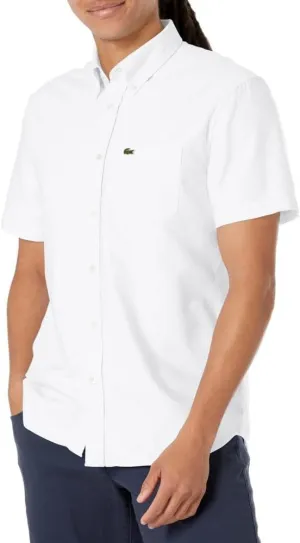Lacoste Men's Short Sleeve Regular Fit Oxford Button Down Shirt