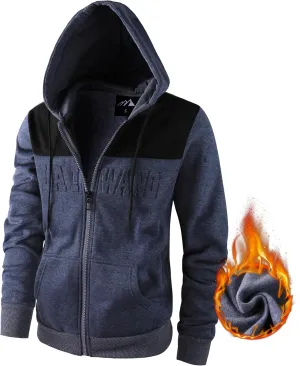 Men's Full Zip Fleece Hoodie Lightweight Athletic Performance Sweatshirt Jacket with Pocket