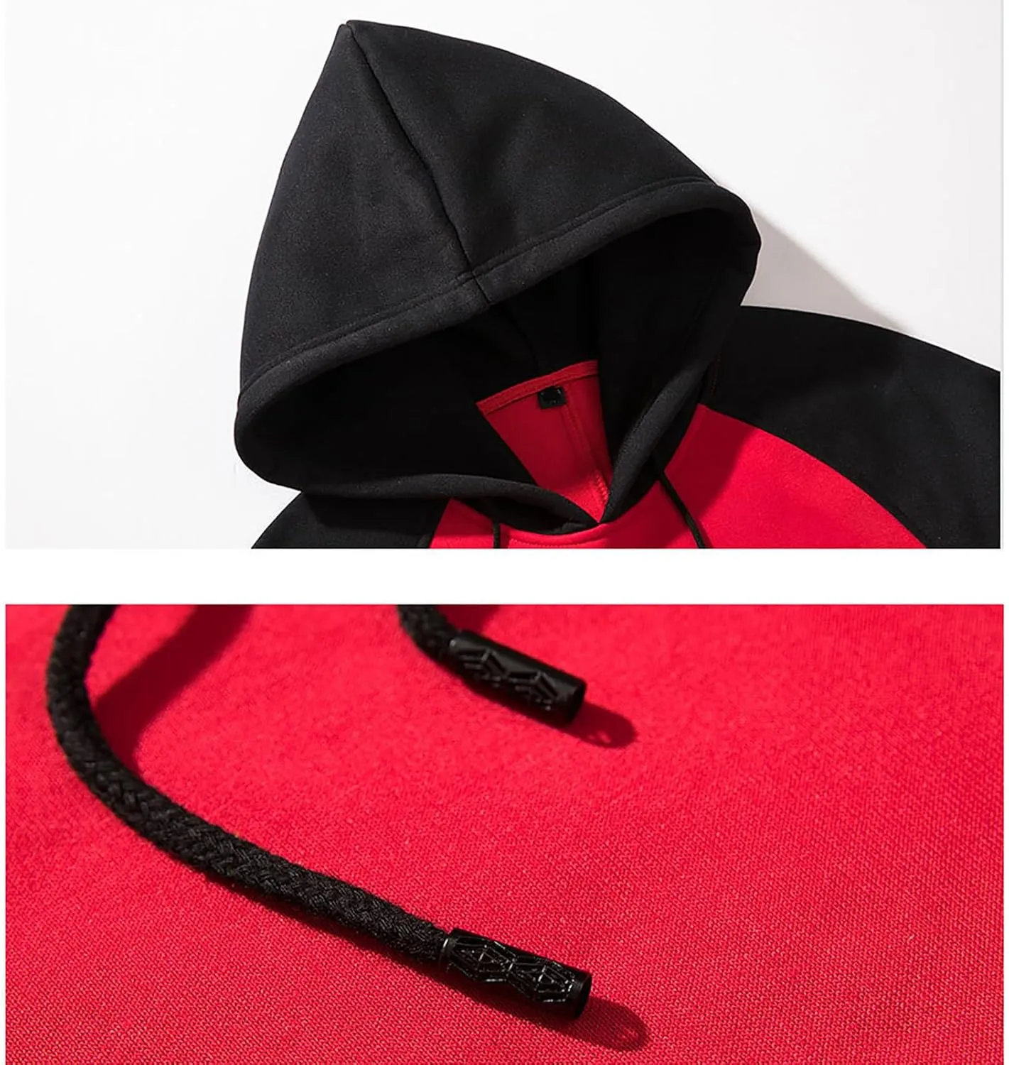 Mens Hoodies Pullover Midweight Fleece Color Block Hooded Sweatshirt with Pockets Casual Long Sleeve