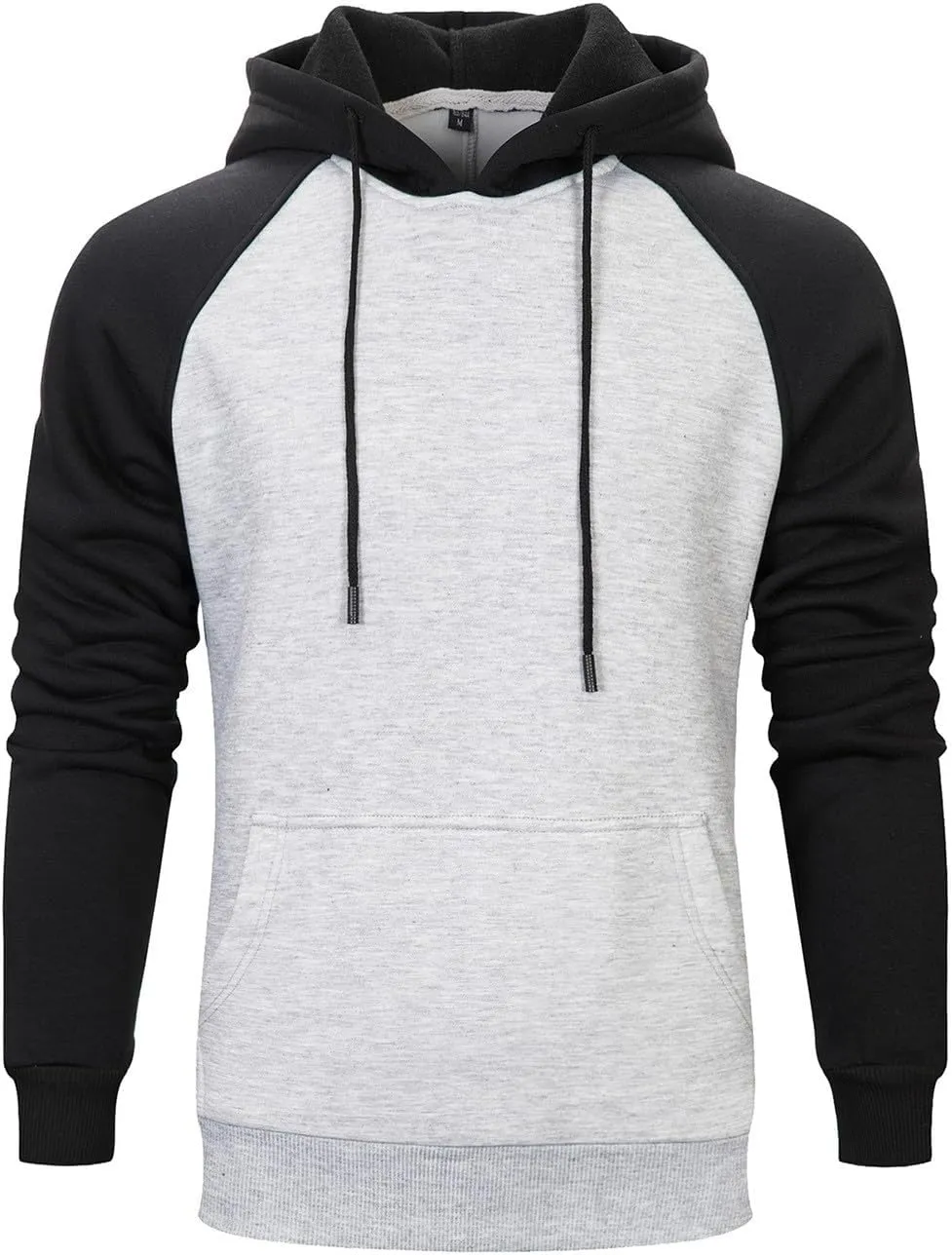 Mens Hoodies Pullover Midweight Fleece Color Block Hooded Sweatshirt with Pockets Casual Long Sleeve