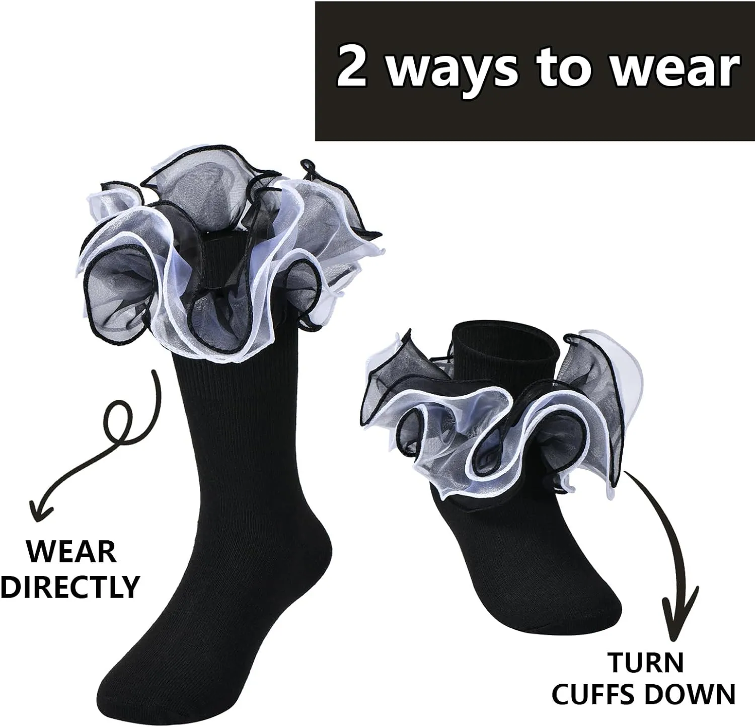 Toddler Baby Girls Ruffle Soft Double Frilly Lace Socks Kids Cute Ankle Cotton Dress Socks