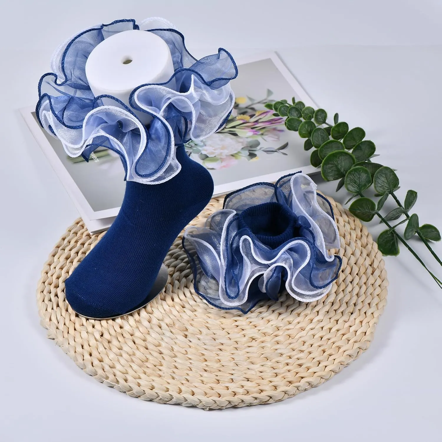 Toddler Baby Girls Ruffle Soft Double Frilly Lace Socks Kids Cute Ankle Cotton Dress Socks