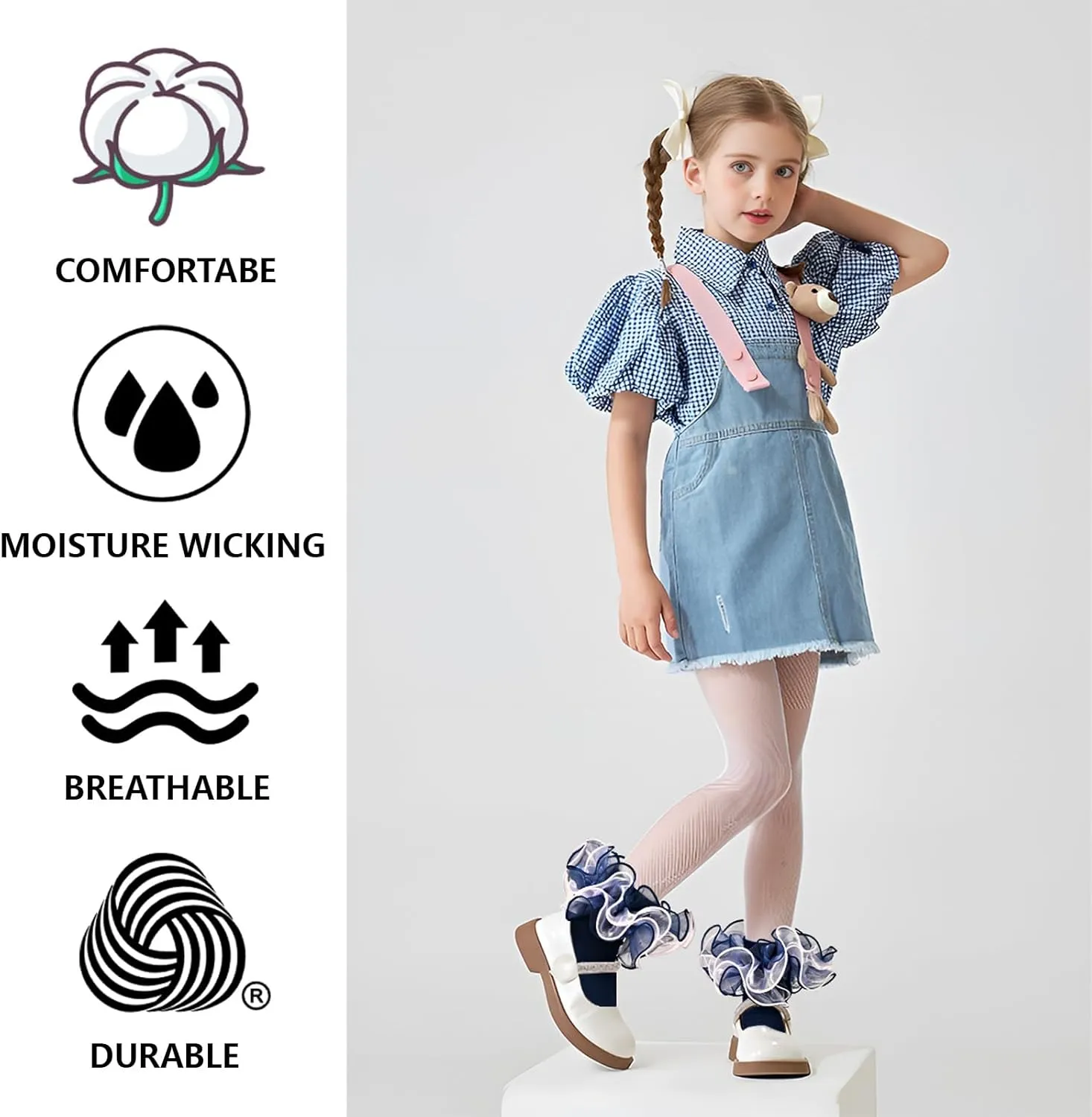 Toddler Baby Girls Ruffle Soft Double Frilly Lace Socks Kids Cute Ankle Cotton Dress Socks