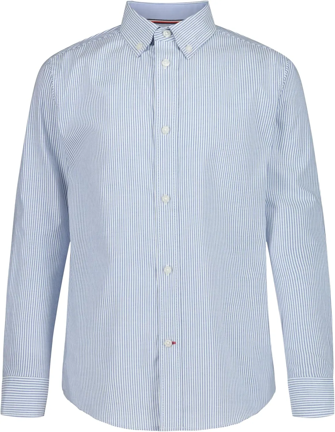 Tommy Hilfiger Boys' Long Sleeve Patterned Dress Shirt, Collared Button-Down Style with Cuffs & Shirttail Hem