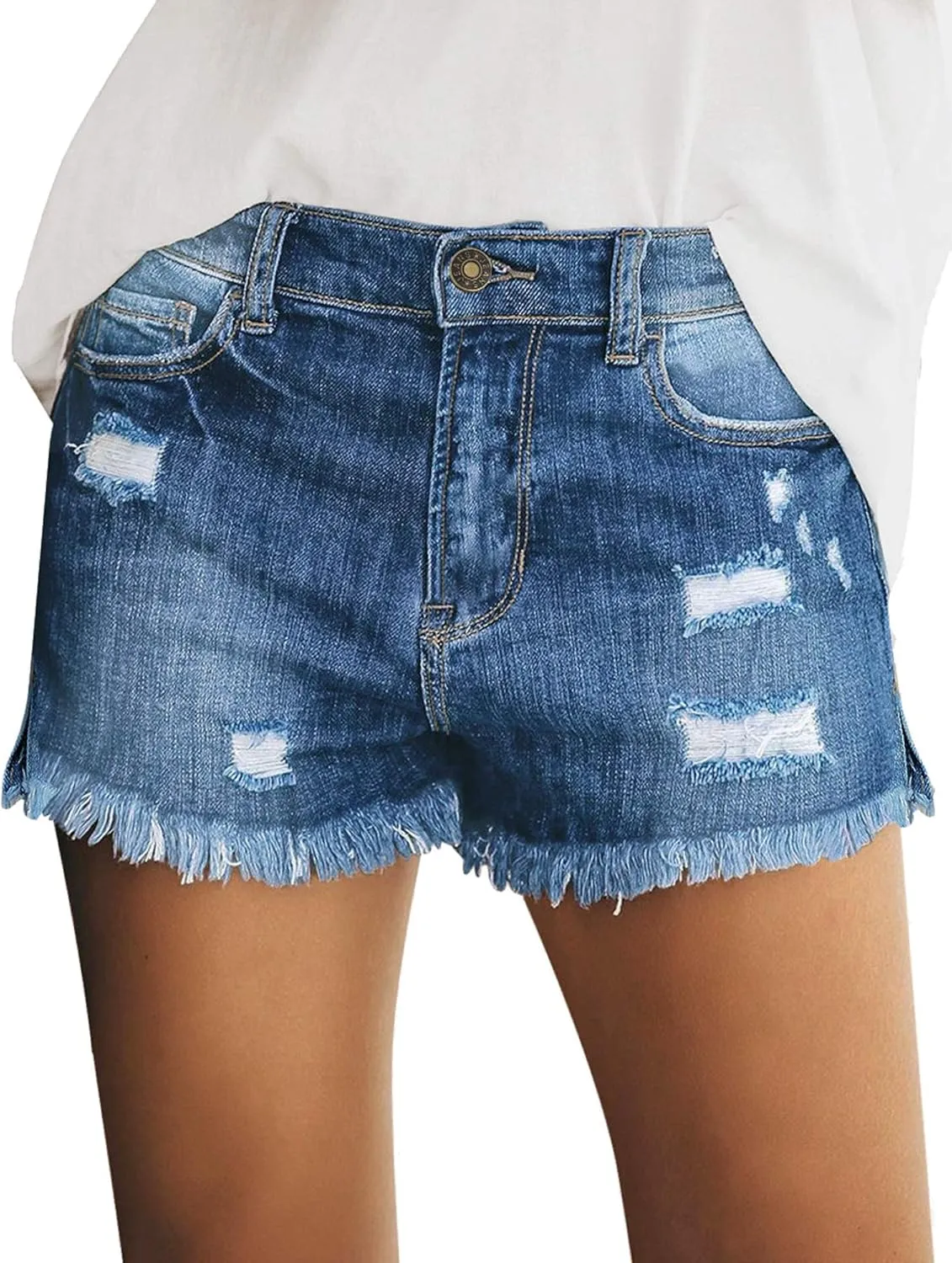 Utyful Women's Casual Summer Ripped Washed Distressed Stretch Denim Jean Shorts