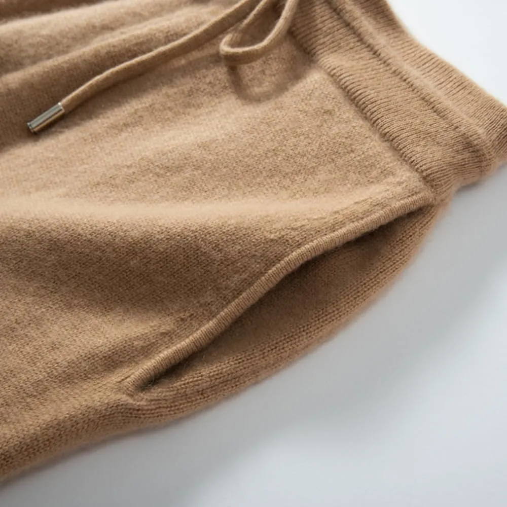 Women's Cashmere and Wool Blend Casual Knit Long Sleeve Thickening Type Hoodie Sweater and Pants Set, 2 Pieces,