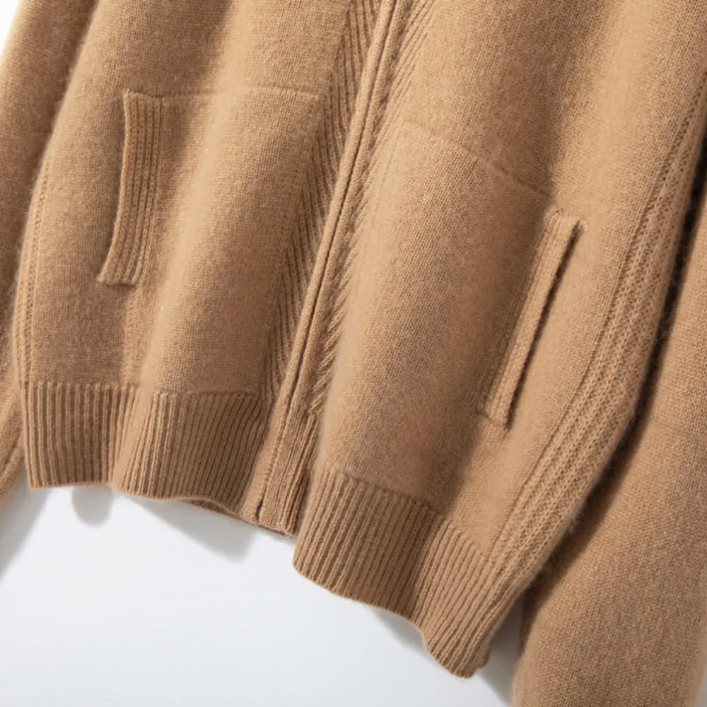 Women's Cashmere and Wool Blend Casual Knit Long Sleeve Thickening Type Hoodie Sweater and Pants Set, 2 Pieces,