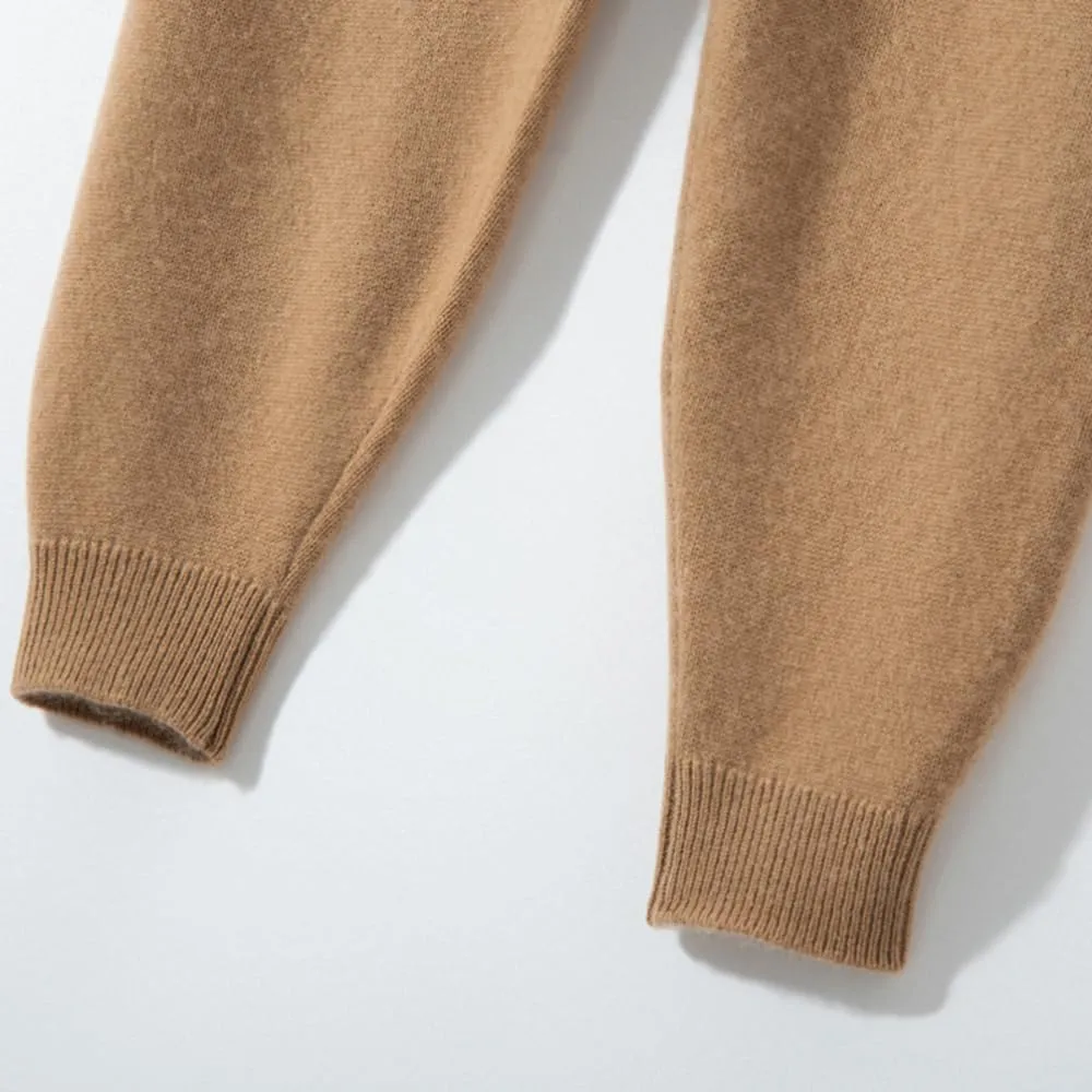 Women's Cashmere and Wool Blend Casual Knit Long Sleeve Thickening Type Hoodie Sweater and Pants Set, 2 Pieces,