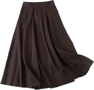 Women's Linen Blend Vintage Skirt, Side Zip High Waist Retro Spring A-Line