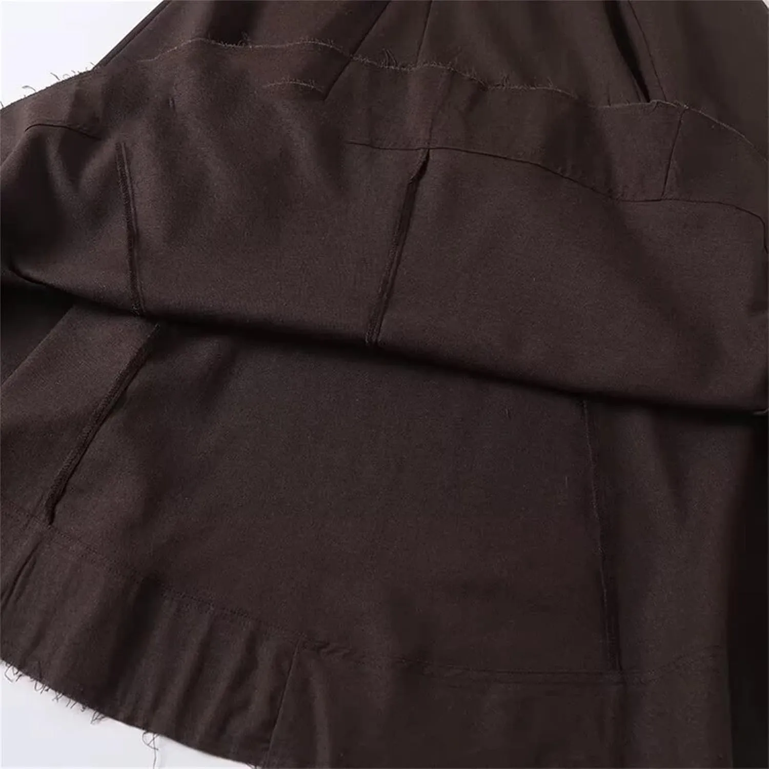 Women's Linen Blend Vintage Skirt, Side Zip High Waist Retro Spring A-Line