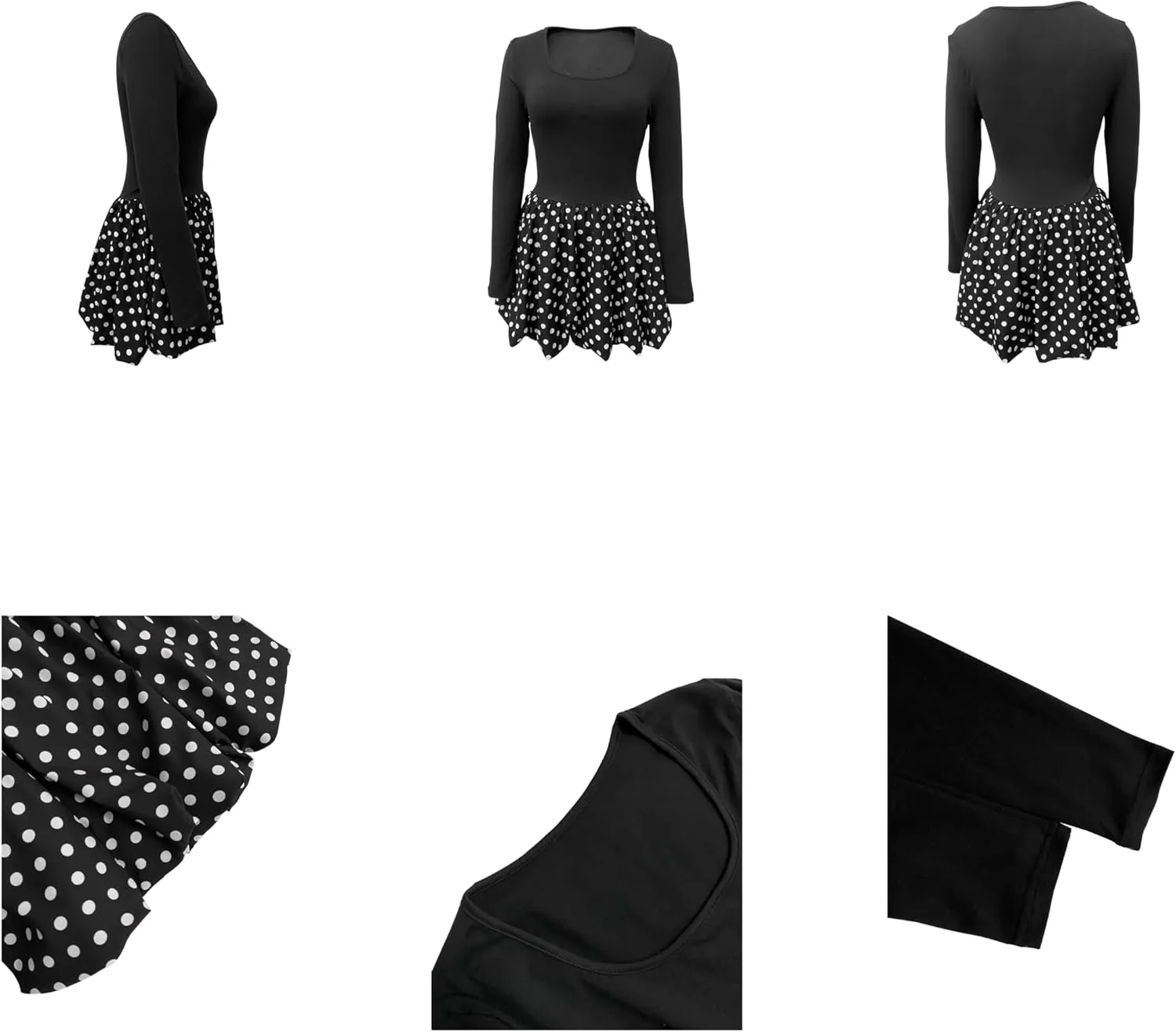 Womens Mini Bubble Dress Elegant Classy a Line Bodycon Sexy Square Neck Long Sleeve Holiday Party Cocktail Dresses