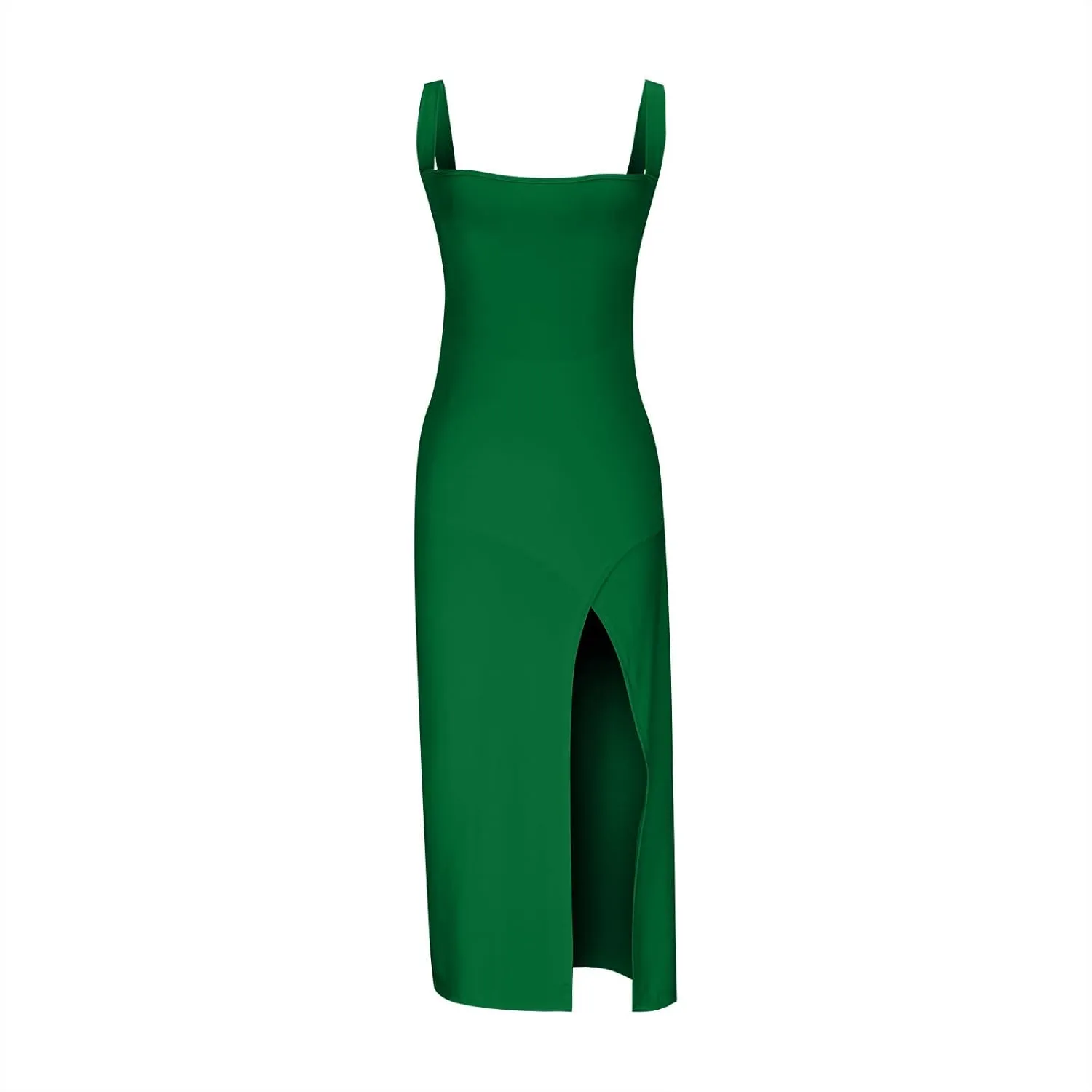 Xiaojmake Square Neck Bodycon Long Dress Sleeveless High Slit Cocktail Party Dresses Casual Summer Beach Vacation Dress 2025