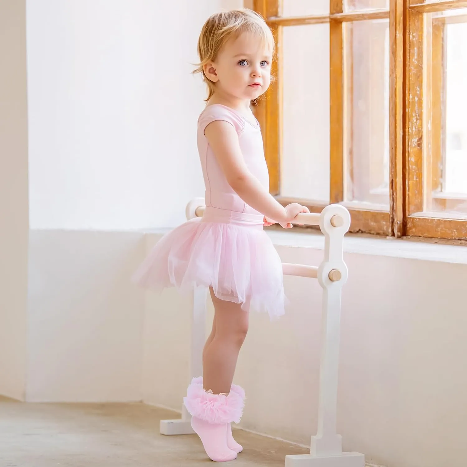 Zando Ruffle Socks for Toddler Baby Girls Double Frilly Lace Dress Socks Kids Ankle Tutu Socks